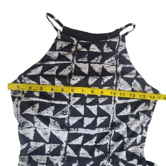 Bar III halter sleeveless black and white art deco skater dress medium - Picture 7 of 9